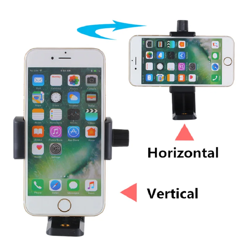 Adaptateur universel de support de téléphone portable pour smartphones, trépieds ou supports avec vis de montage standard de 1/4 pouces, peut tourner