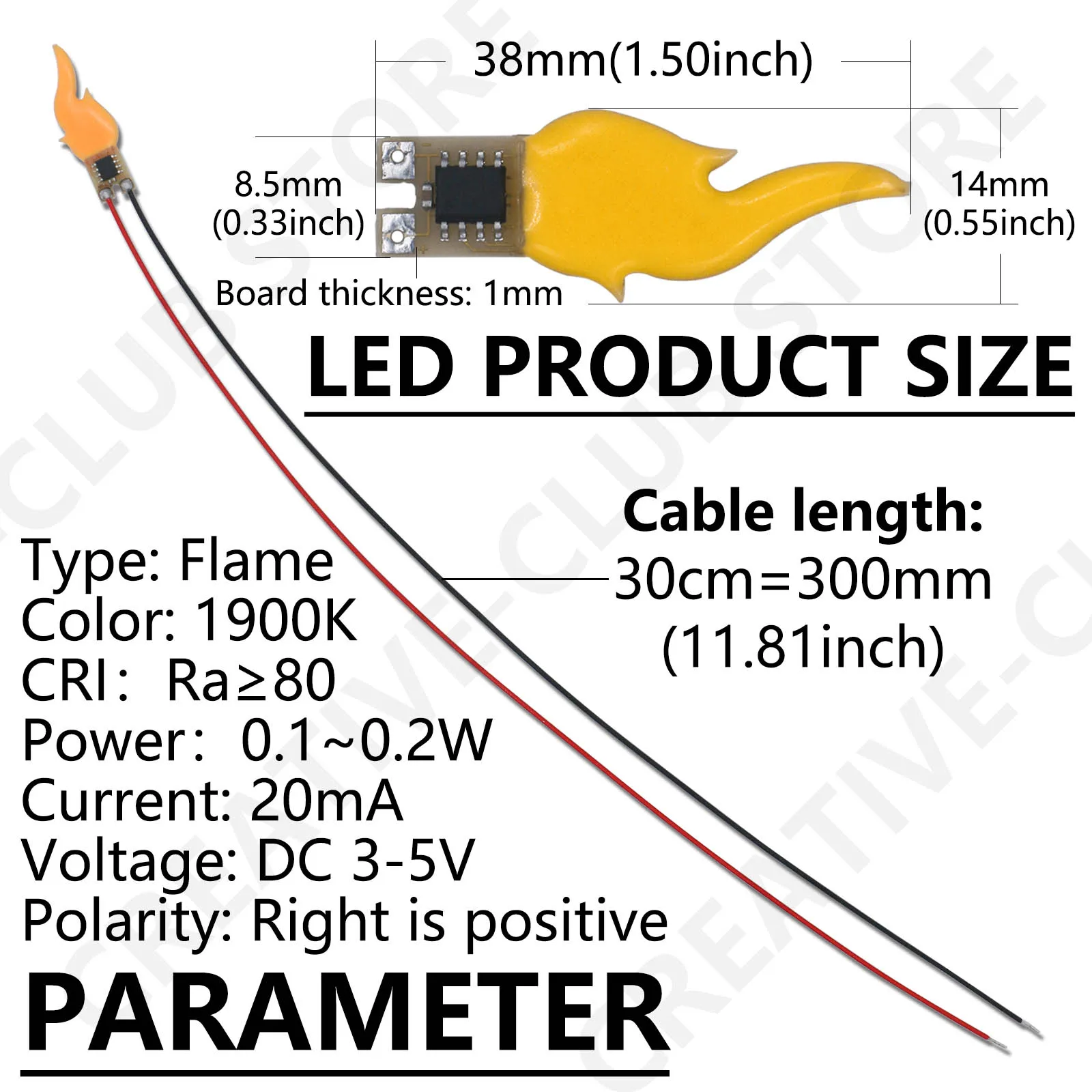 LED COB Retro Edison Candle Flame Lamp DC 3V 5V Warm Holiday Decoration With 30cm Cable Soldered Candle Lamp Accessory DIY