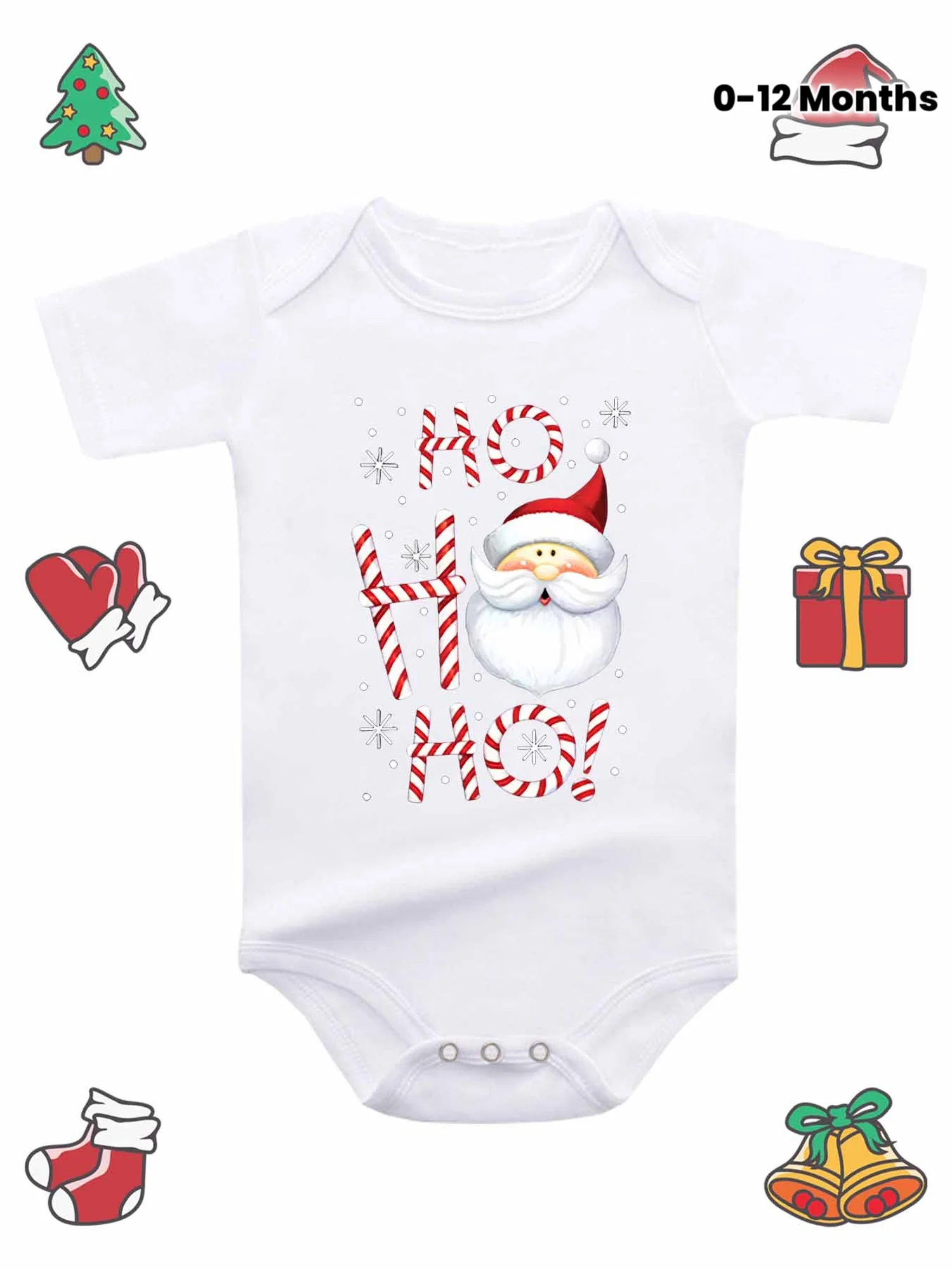 Christmas Baby Girl Boy Infant Triangle Romper HOHOHO Santa Claus Cartoon Pattern Cute Short Sleeve Cotton Newborn Bodysuits