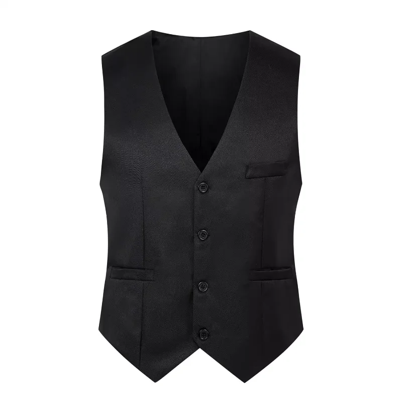 Fashion Men Vests Waistcoat Solid Color V Neck Sleeveless Buttons Blazer Plus Size Formal Business Jacket Vests Gilet Homme