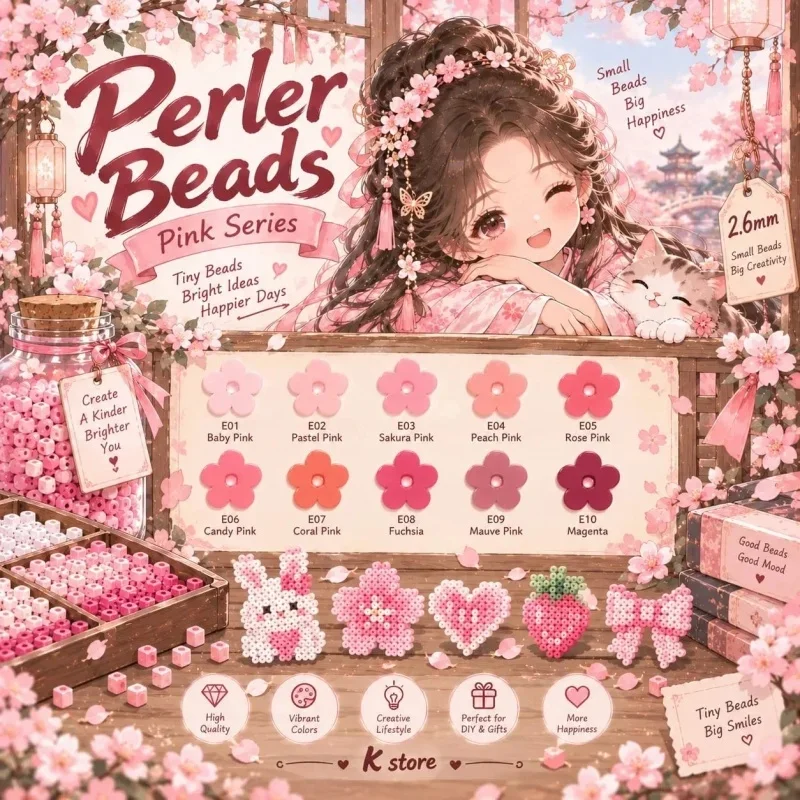 Creative Puzzle Beads Gift Set – 2000pcs 2.6mm Fuse Beads, Hama & Perler Refill Pack, Immersive Stress-Relief DIY Kit