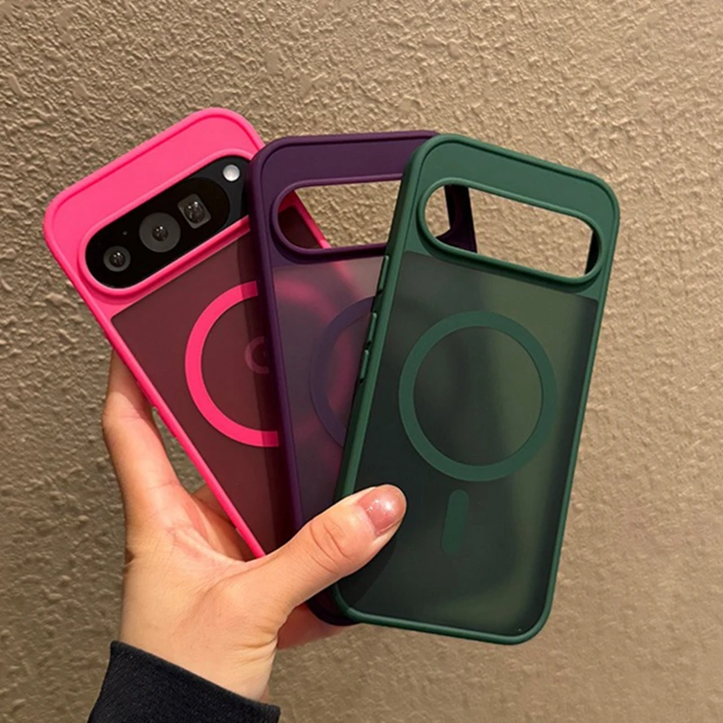 Magsafe capa magnética fosca translúcida para google pixel 10 proxl 9 pro xl 10pro 10 9a carregamento sem fio doce cor capa fina