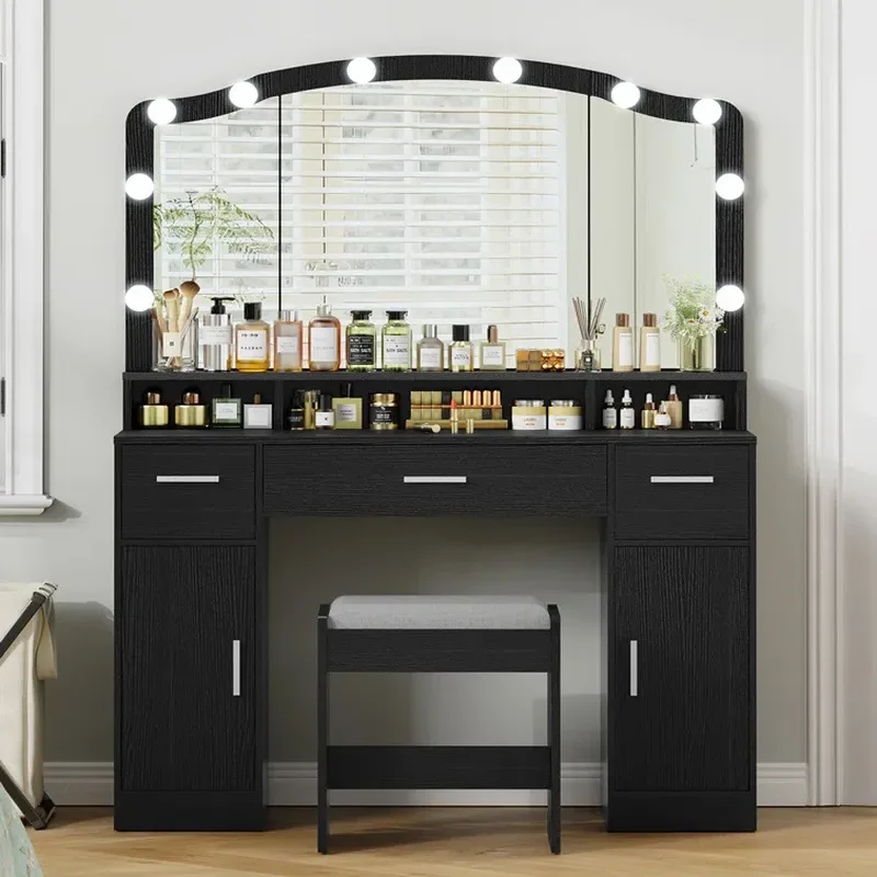 New Custom Simple Design Glass Dresser with Makeup Mirror for Bedroom Furniture Set