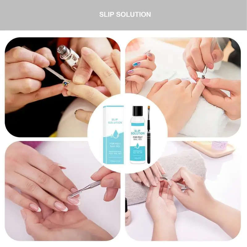 120ml Nail Slip Solution Poly Building Gel Liquid Nail Liquid Slip Solution Acrylic Builder Nail Gel Extension Tool