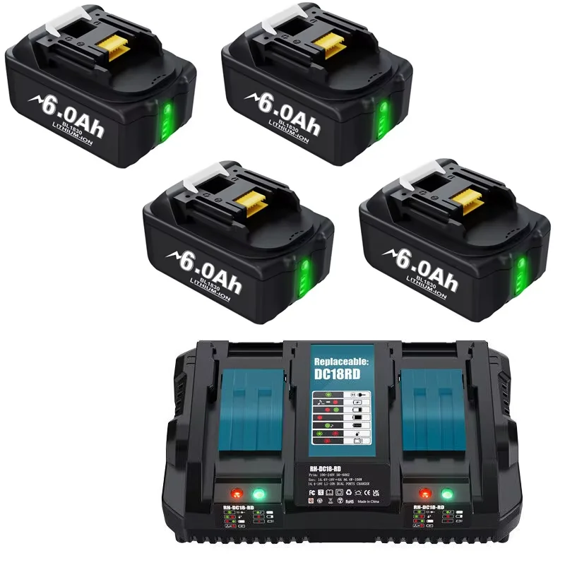 Voor Makita BL1830 18V 6.0Ah Batterij Met Oplader Oplaadbare Lithium Ion voor BL1850 BL1880 BL1860B LXT400 Power Tool batterij