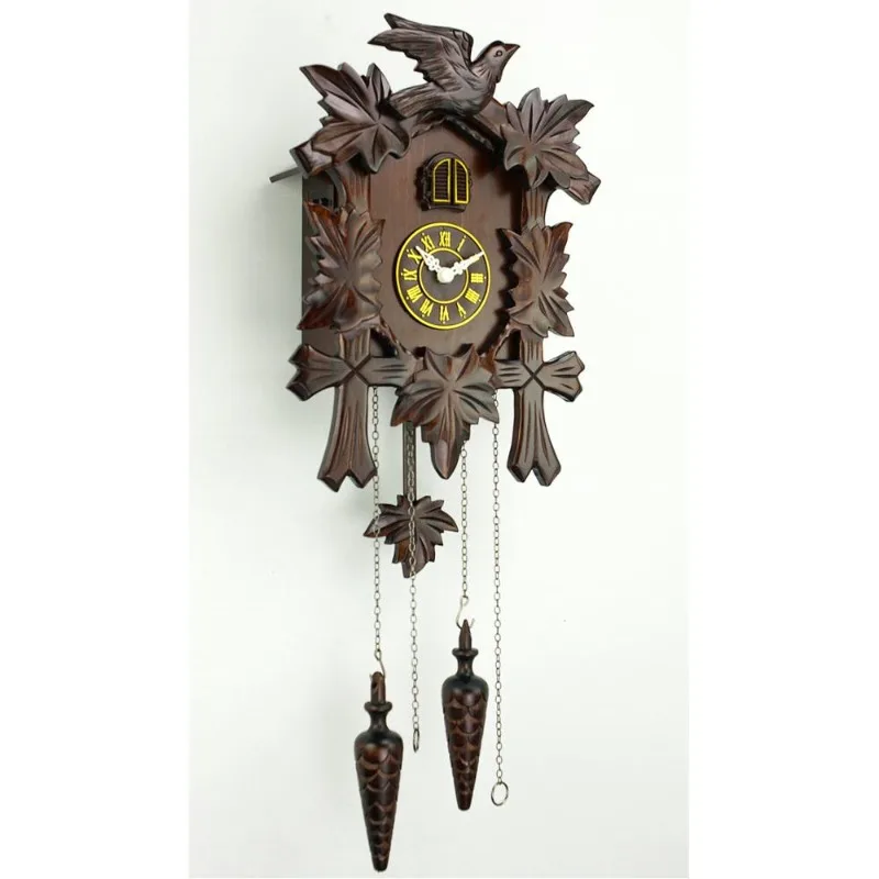 Cuckoo Clock Bird Out Wall Clock Home Decoration Hand Carved Wood Simulated Quartz Quartz Movement Living Room Single Sided