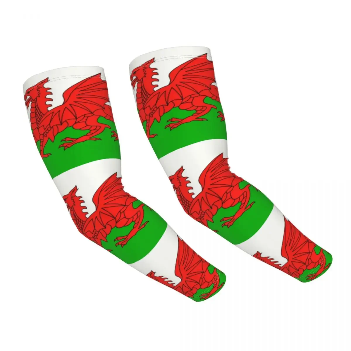 Wales Flag Sports Compression Arm Sleeves Warmer Women Men Welsh Red Dragon Sun UV Protection Tattoo Cover Up for Fishing