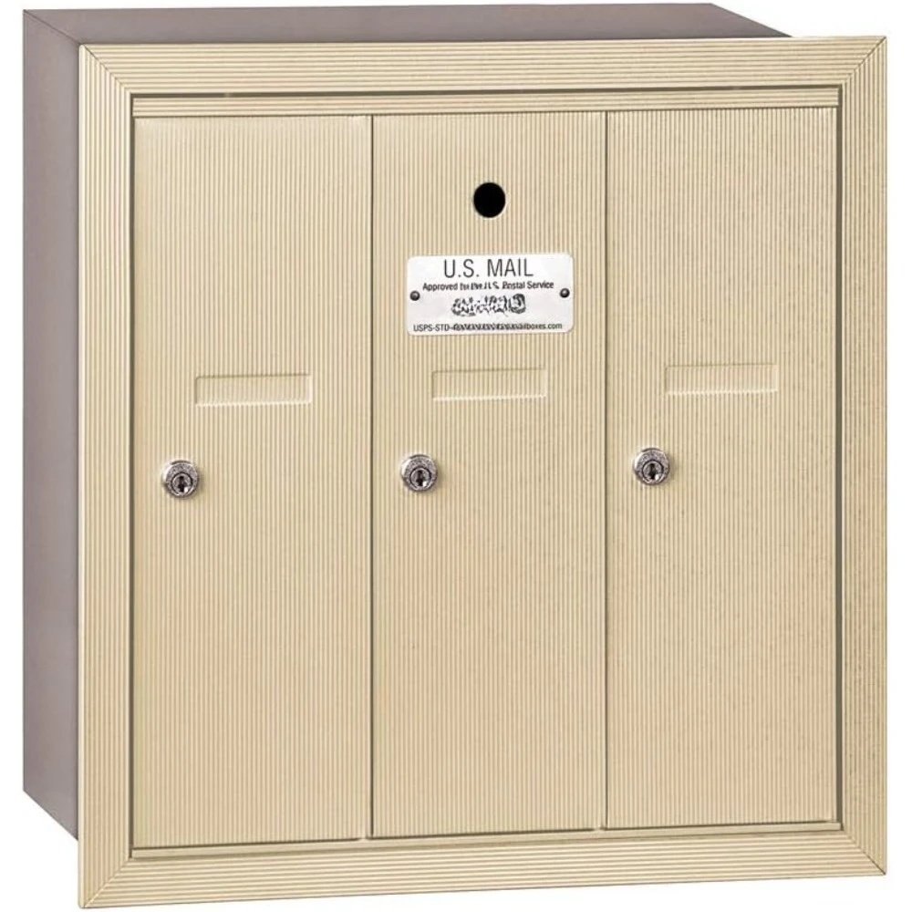 

Recessed Mounted Vertical Mailbox for use with USPS Lock, 3 Doors, Sandstone