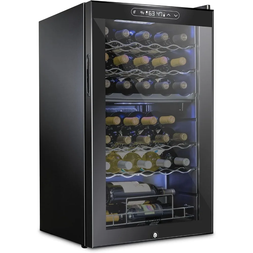 33 Bottle Dual Zone Wine Cooler Refrigerator w/Lock | Large Freestanding Wine Cellar | 41f-64f Digita