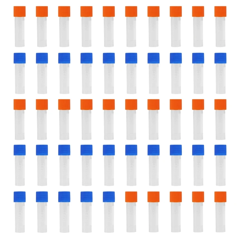 

50Pcs 1.8ml Plastic Graduated 0.063oz Cryovial Test Tube Sample Pipe With Seal Cap