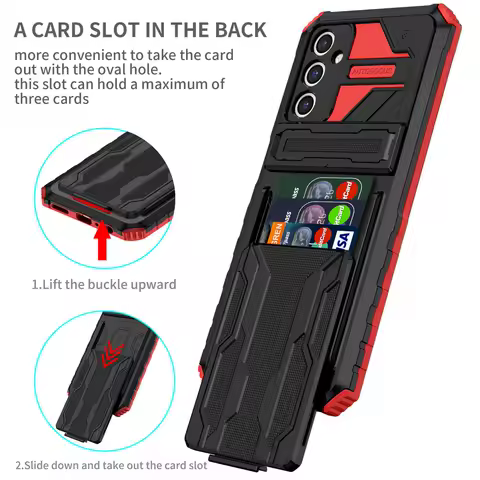 Credit Card slot Bracket case for Samsung Galaxy S23 Ultra S22 Plus S21 + S20 FE Note 20 Ultra Armor Hybrid Ring Cover