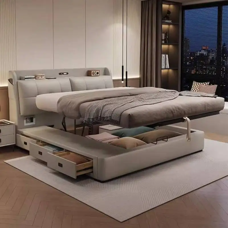 Highly Effective Luxury Bed Laptop Table Cotton Storage Living Room Luxury Bed Household Solid Lit 2 Personnes Furniture Home