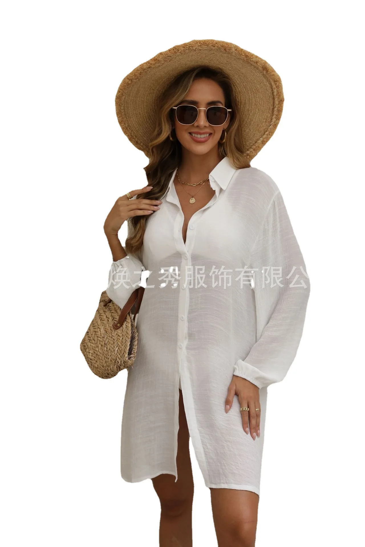 Summer Sunscreen Shirt European and American Fashion Women's Clothing Sexy Seaside Beach Blouse Foreign Trade