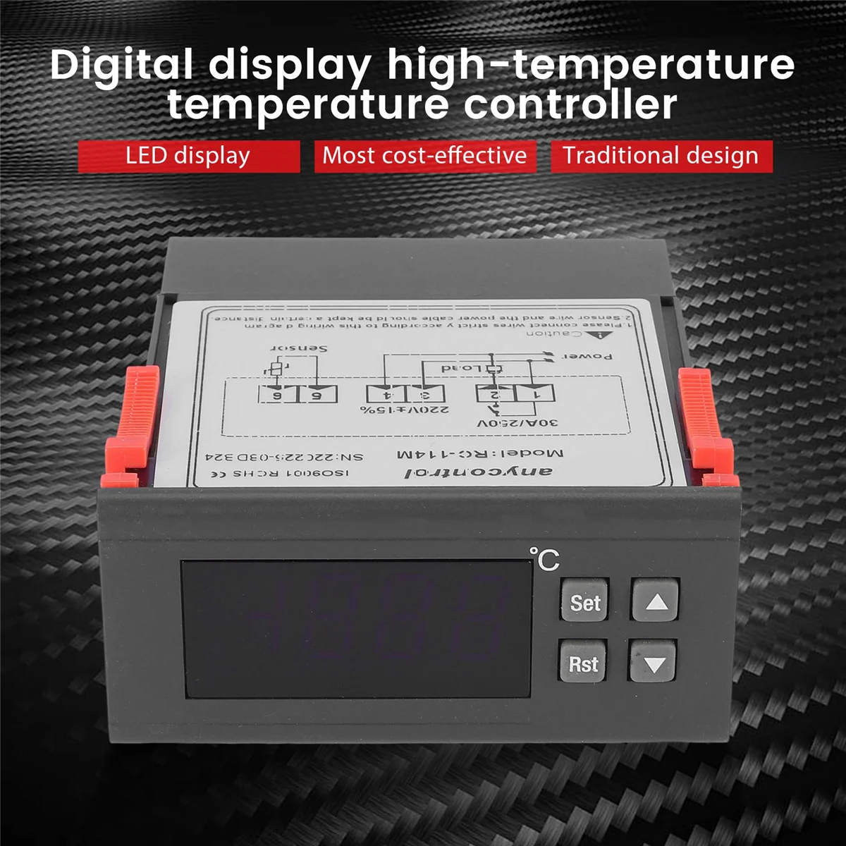 

AT14 220V/30A Digital Temperature Controller Rc-114M Thermostat Relay Output -30~300 Degree With Ntc Sensor