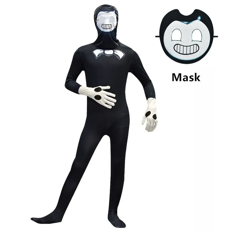 Kids Halloween Costumes Anime B-Bendy Boys Cosplay Bodysuit Girls Allison Jumpsuit+mask Cartoon Disfraces Carnival Party Clothes