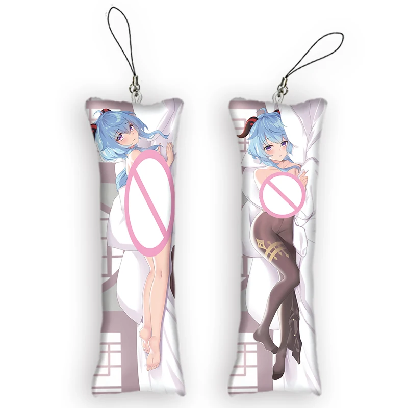 Genshin Impact Ganyu Mini Key Chains Dakimakura Keychain Cartoon Anime Body Mini Pillow Pendant Cute Gifts