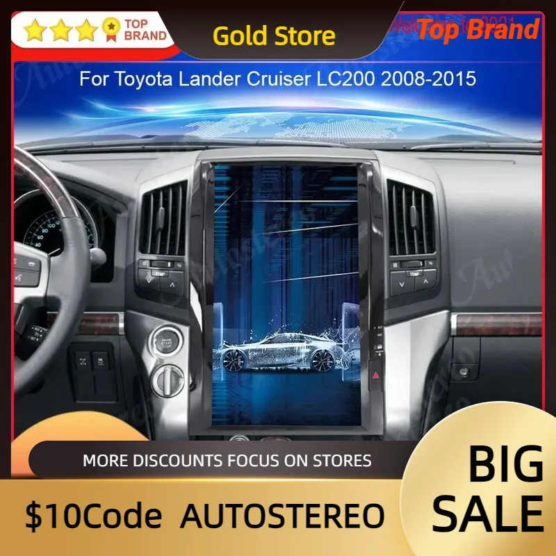 

Автомобильный GPS-навигатор в стиле Теслы, 16 дюймов, Android, для TOYOTA LAND CRUISER LC200 2008-2015, автомобильный Головной блок, мультимедийный плеер