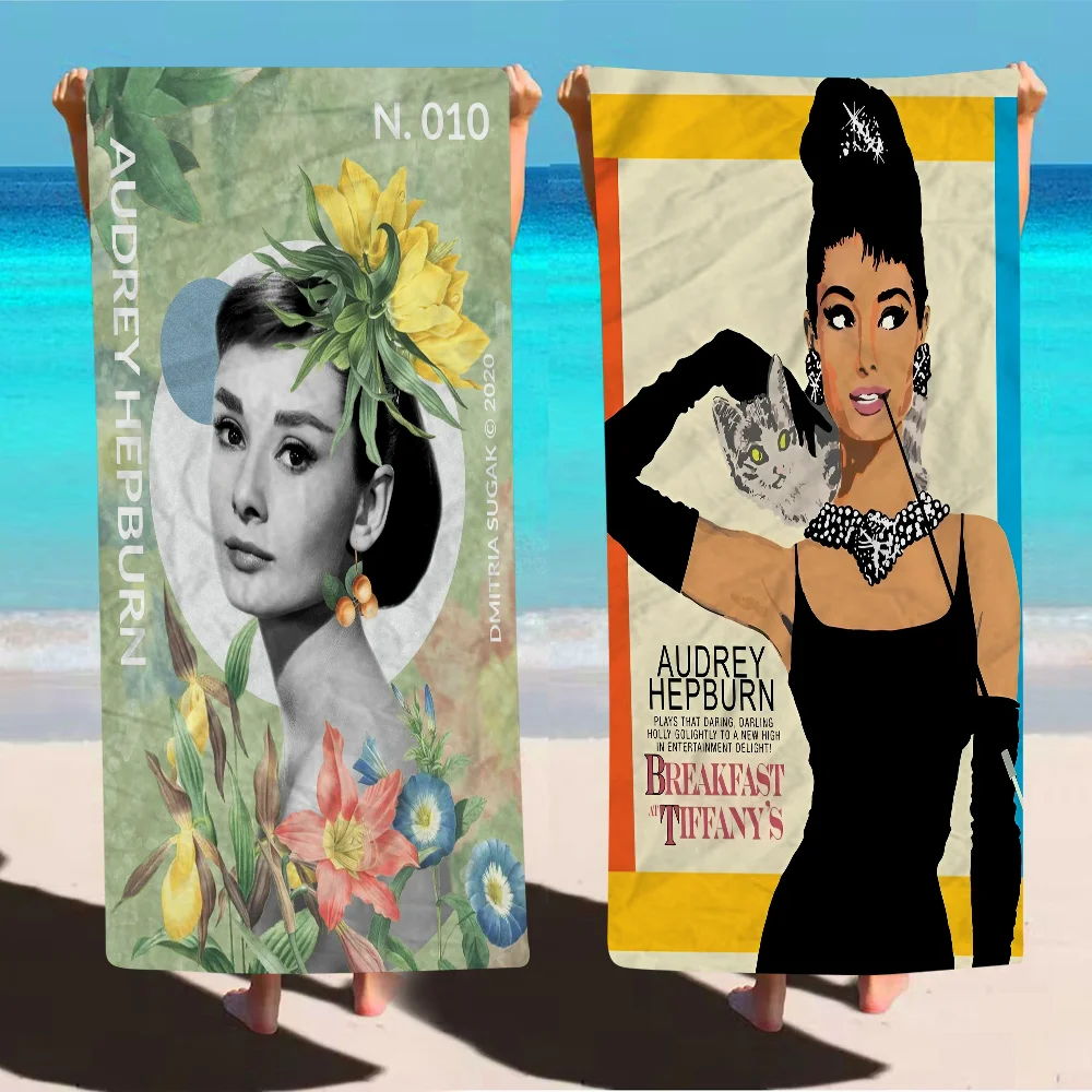 A-オードリー H-ヘップバーン ビッグマイクロファイバービーチタオル 速乾タオル 砂ビーチタオル プールタオル 旅行用 スイムプール ヨガ