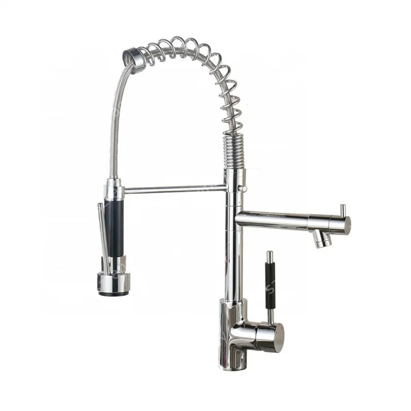 Single Handle Bathroom Kitchen Universal Chrome Finish Pull Out Spray Spout Laundry Tub Faucet