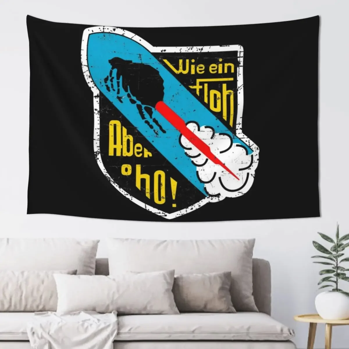 Luftwaffe - 2./JG 400 Jagdgeschwader 400 (JG 400) - Rocket Flea - Grunge Style Tapestry Kawaii Room Decor Wall Hanging Tapestry