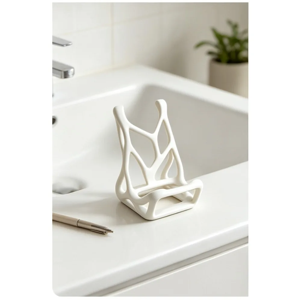 Newest 3D Printed Matte 3D Printed Hollow Irregular Phone Stand Abstract Curved Desktop Cell Phone Holder Home Office Decor