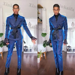 Fashion Men Suits New Laser Luster Fit Slim Wedding Tailor-Made Groom 2-Pieces Formal Occasions Singer Party Business Customized