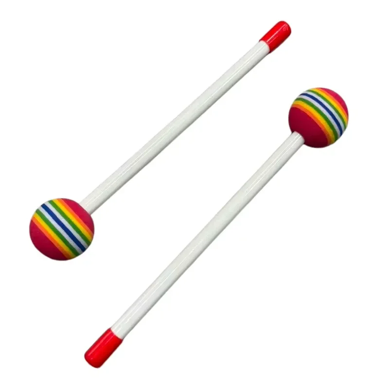 Rainbow Sponge Drum Sticks Plastic Shaft Soft Foam Head Percussion Accessories Orff Musical Instrument Supplies OPP Bag