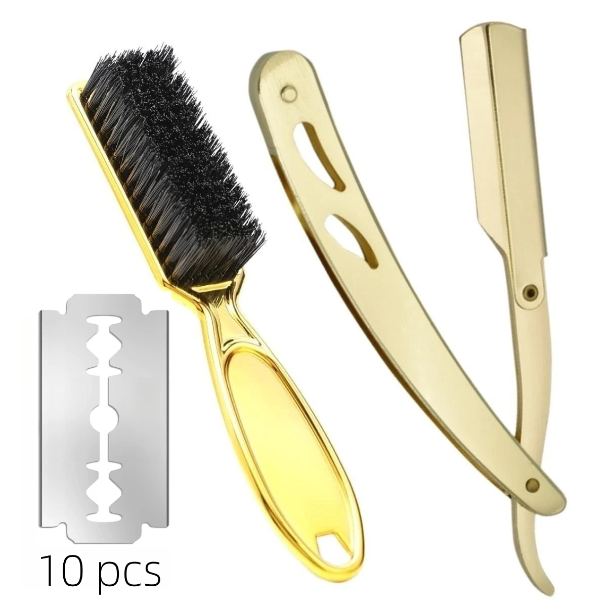 

Salon Barber Beard Brush Set Pro Manual Razor For Barbershop Hairdresser Shaving Tools With 10 Blade Hairdressing Styling Supply