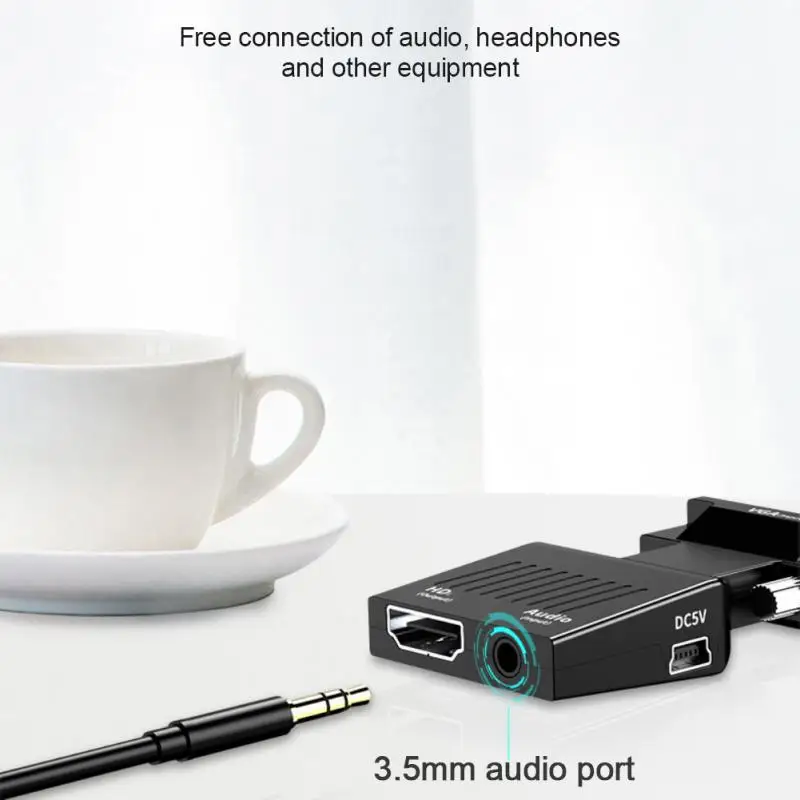 Full HD 1080P HDMI-compatible to VGA Adapter Converter VGA to HDMI Adapter For PC Laptop to HDTV Projector Video Audio Converter