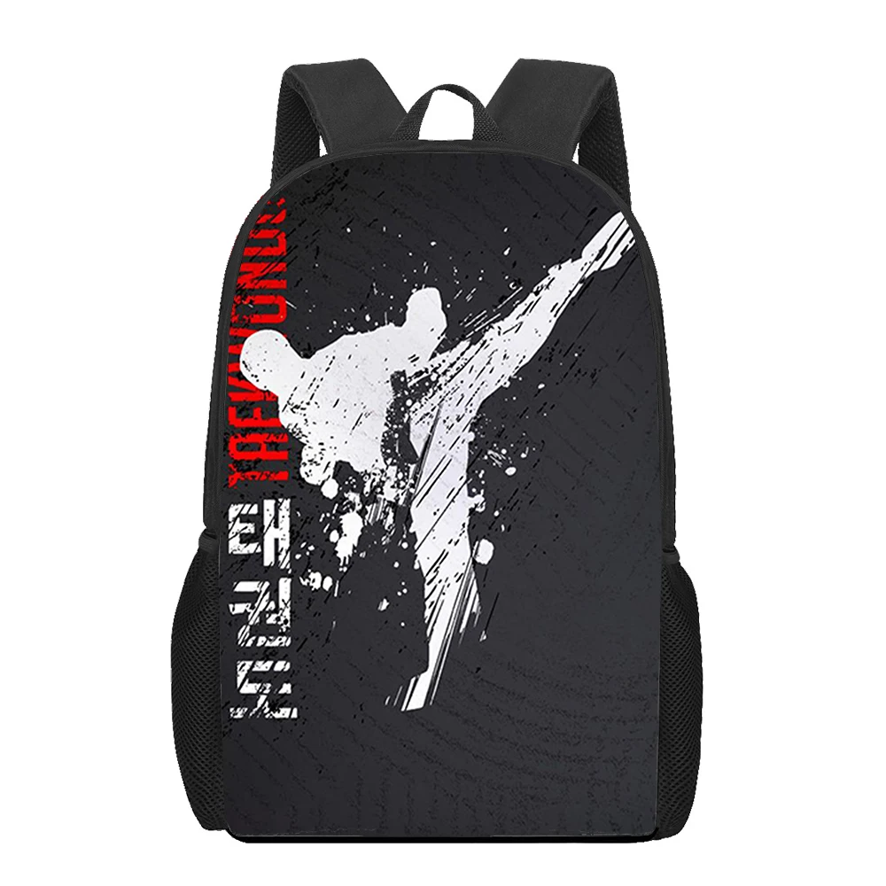 Mochilas escolares de Kung Fu Taekwondo, bolsa de libros impresa en 3D, mochila de 16 pulgadas para adolescentes, niñas, niños, mochila para