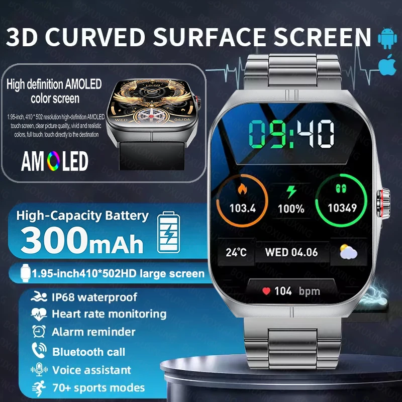 

Новые смарт-часы 2026 года с экраном 1,95 дюйма Ultra HD для мужчин и женщин, с GPS-трекингом, Bluetooth-звонками, NFC, измерением пульса, для спорта и фитнеса