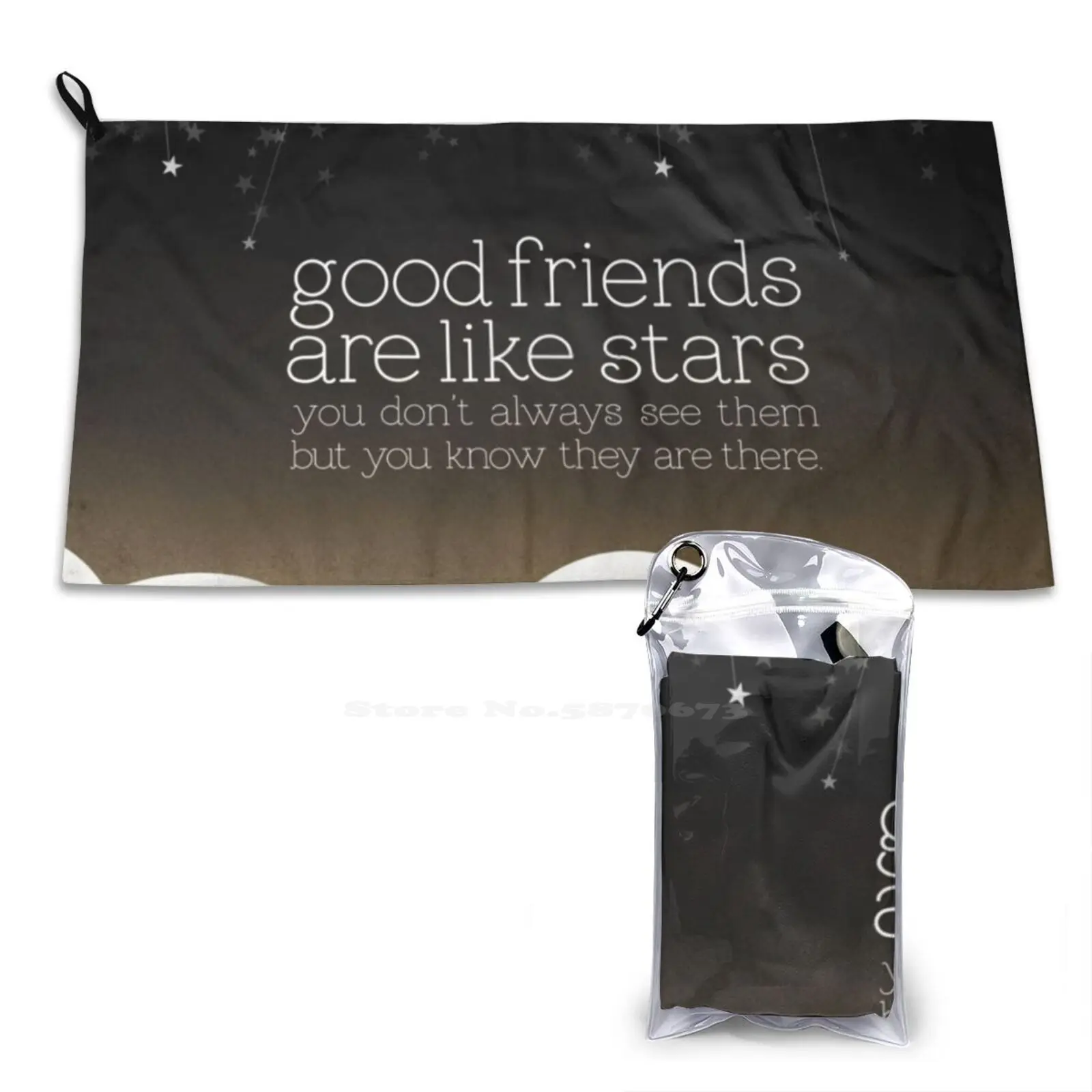 Good Friends Are Like Stars Bathroom Swimming School Travel Soft Towels Friends Stars Clouds Gray Good Friends Saying