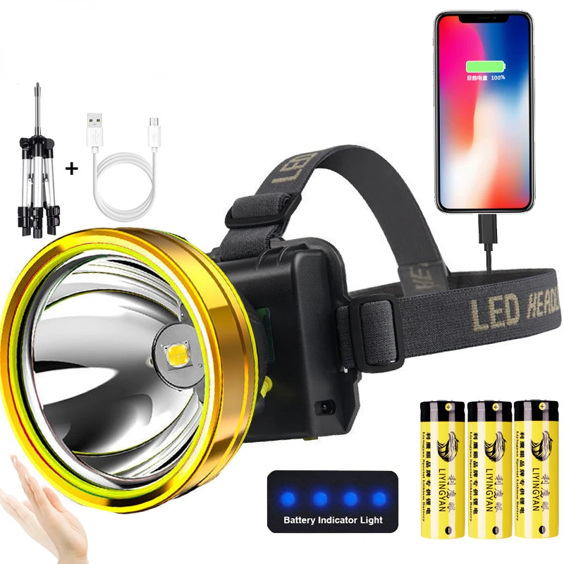 

P90 Lamp Bead Induction Headlight Fishing Light Long-range Lithium Battery Ultra-long Battery Life Rechargeable Head-mounted