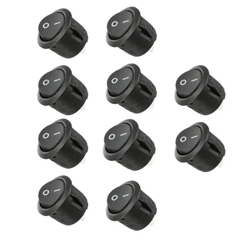 10Pcs SPST Snap-in Switch ON Off 2 Pin Round Snap Rocker Boat Switch AC for Car Auto Boat Household Appliances