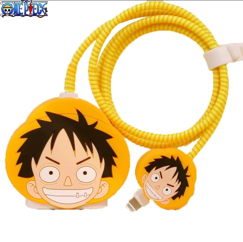 Anime One Piece Luffy IPhone Charger Protective Cover Protective Case for IPhone Data Cable Head Bite Protector Shell Sleeve