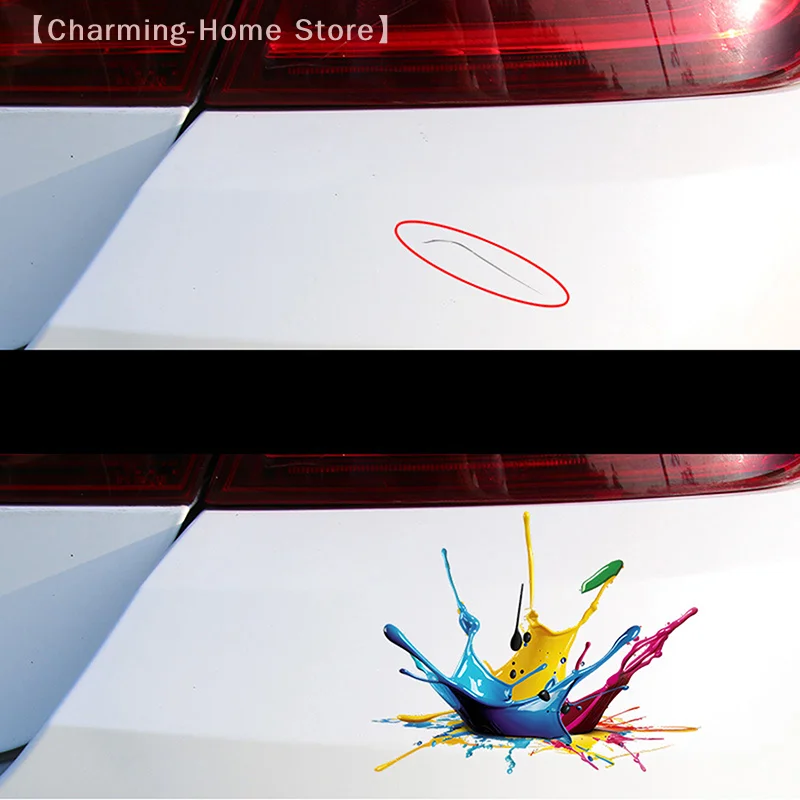 【M】Car Interior Stickers With Dopamine Coloured Fluid Paint Vinyl For Reflective Car Fuel Tank Window Decal Stickers