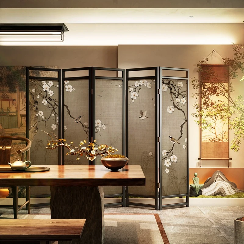 New Chinese retro screen partition living room simple plum blossom entranc e door entrance wall office