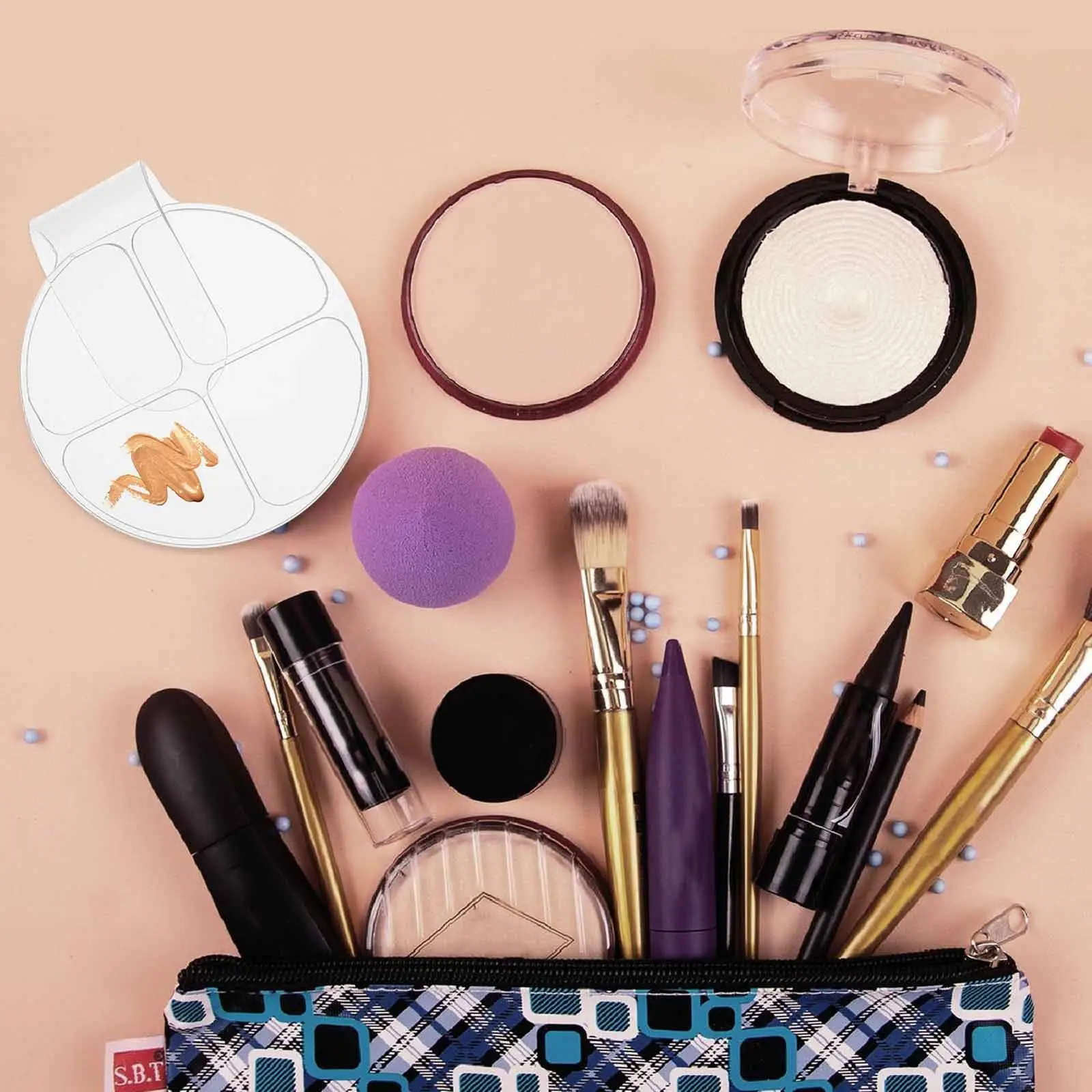 

2Pcs Clear Palette Set Handheld Acrylic Mixing Plates for Foundation Manicure Oil Cream Pigment Use