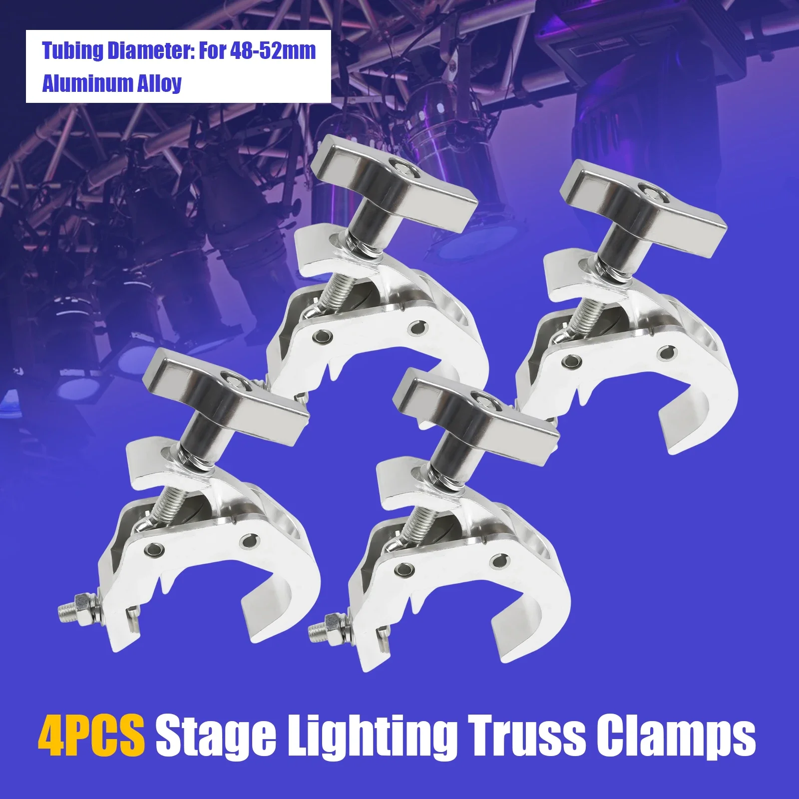 Silver Aluminum Alloy Stage Light Clamps(Set of 4) - Vibration Polishing Process&330.69Lbs Load Each, Wear&Corrosion Resistant