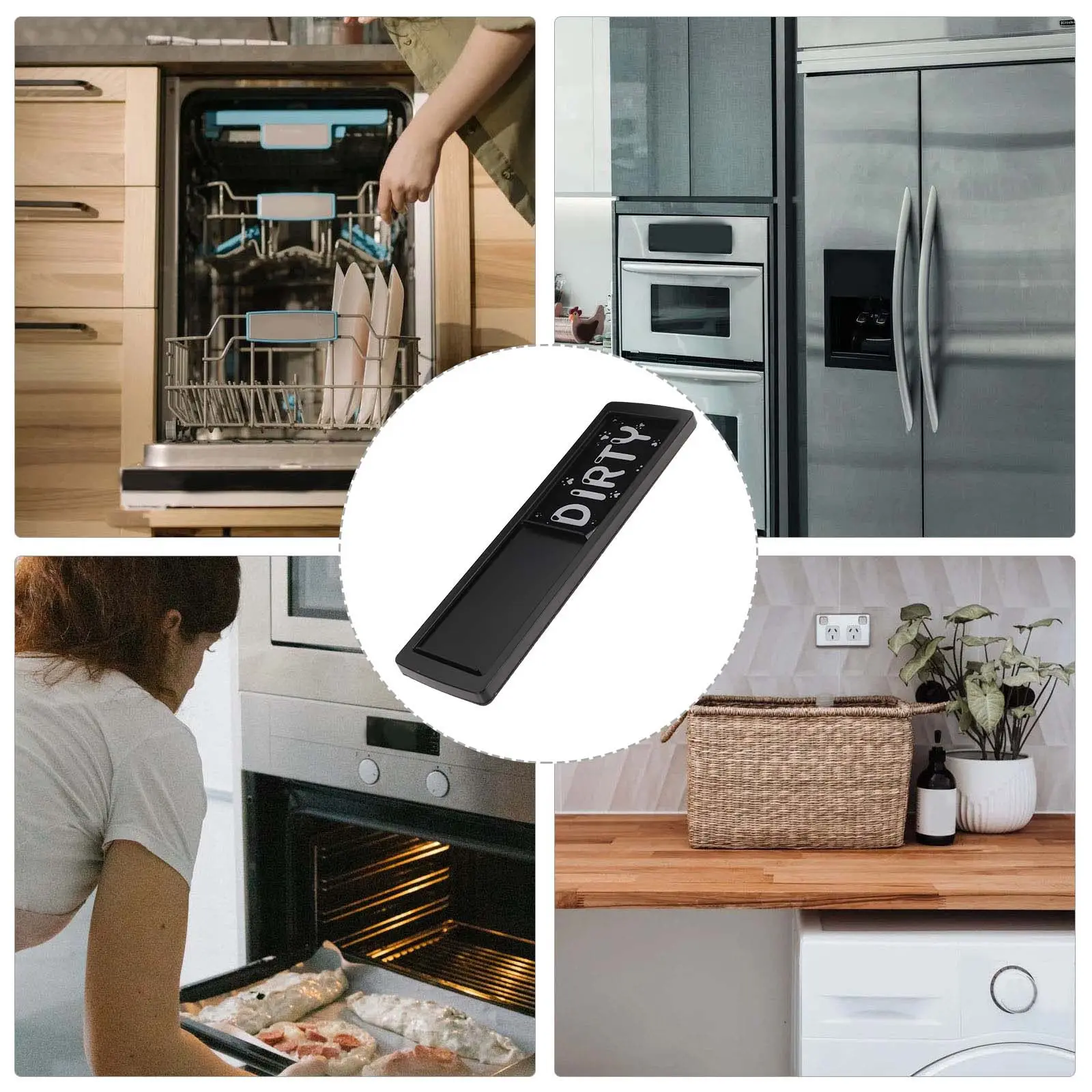Clean Dirty Magnetic Sign Dishwasher Indicator Magnet Sliding Label for Kitchen Home Office Hotel Dishwasher Cleaning