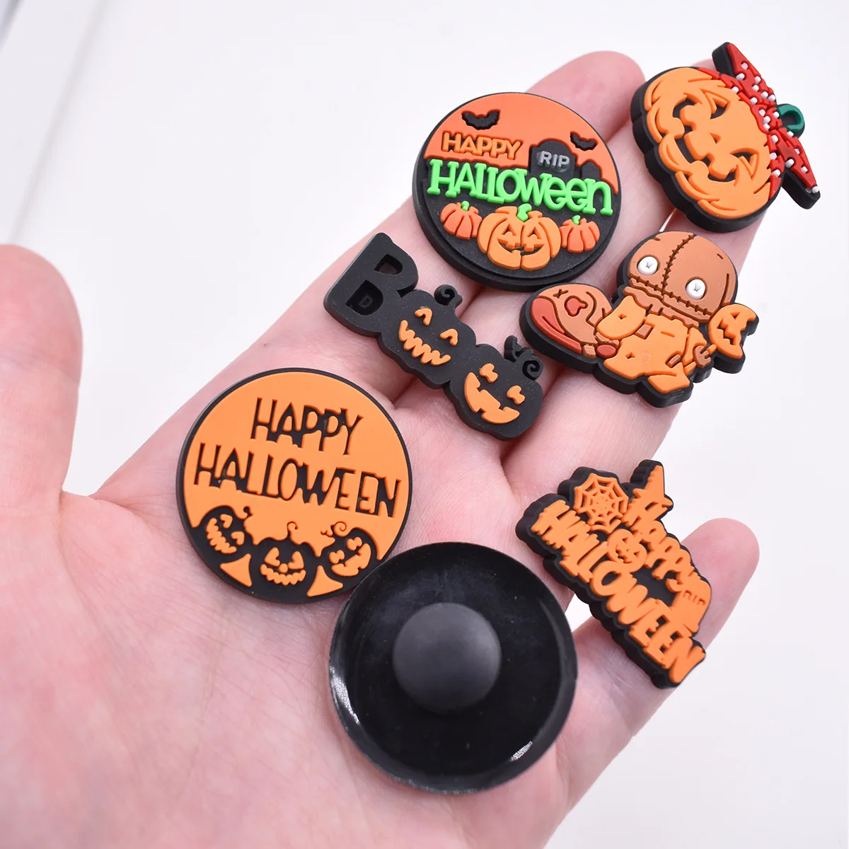 1-14Pcs Happy Halloween Cartoon PVC Shoe Charms for Clogs Bubble Sandal Shoe Accessories Decoration Pins Fit Halloween Gifts Kid