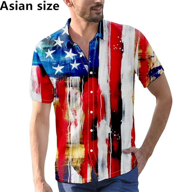 

Independence Day American Shirt Printed Short Sleeved T-Shirt Summer Casual Shirts For Men Daily Holiday Unisex Streetwear Tops