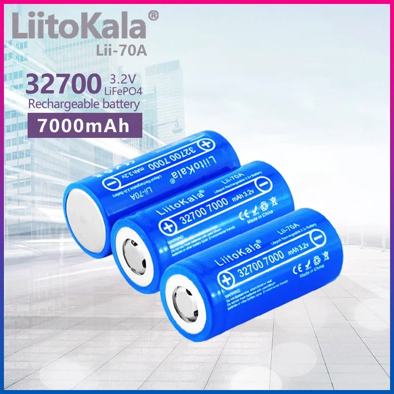 

3PCS LiitoKala Lii-70A 3.2v 32700 7000mAh lifepo4 rechargeable battery cell 5C discharge battery for Backup Power battery pack