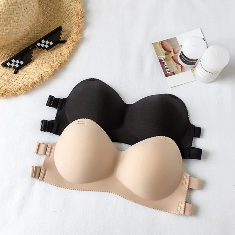 Summer Strapless Women Bras Back Bandage Design Sexy Chest Tops Wire Free Soft Breathable Brassiere Solid Invisible Bra