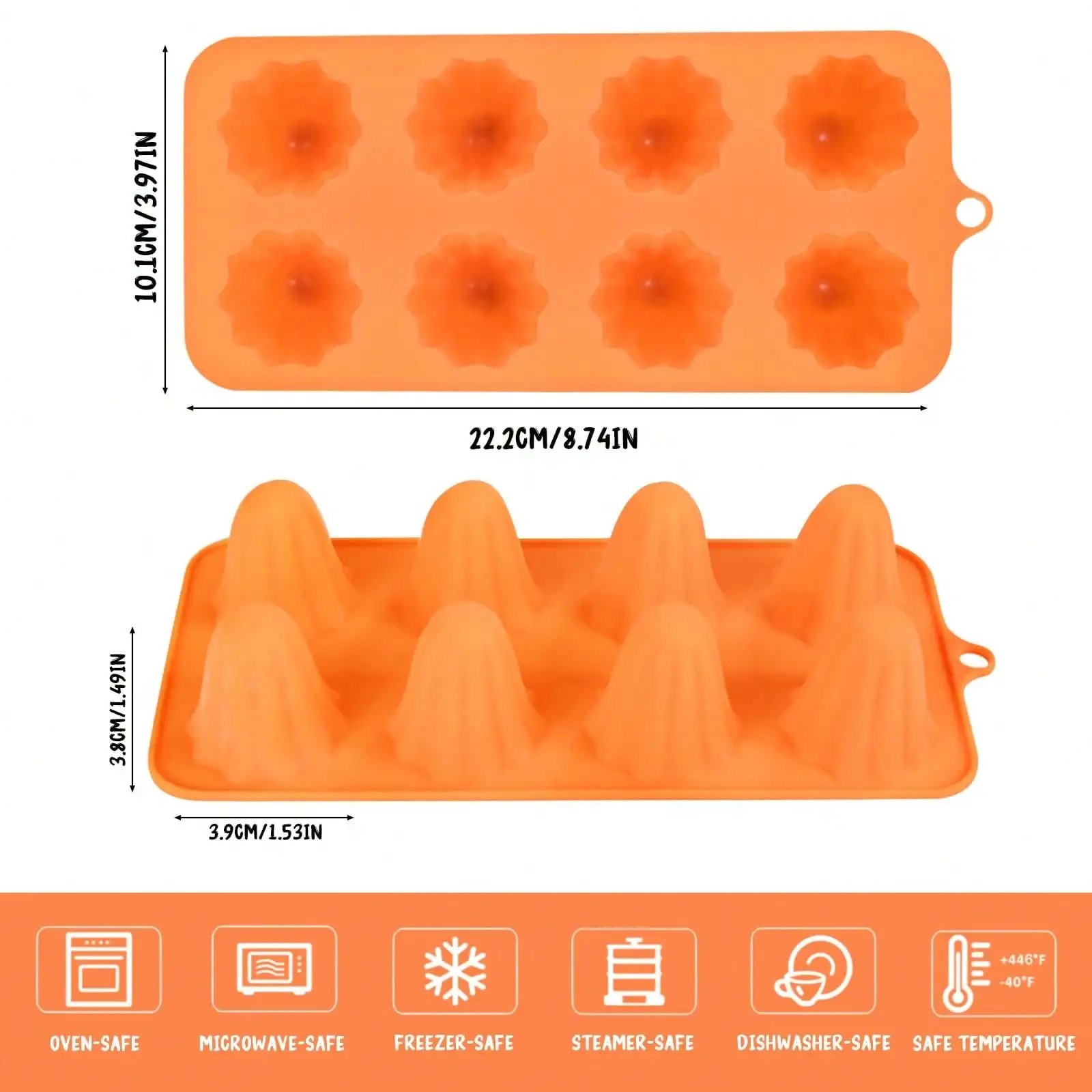 3D Halloween Ghost Shaped Silicone Baking Mold, Lovely 8-Cavity Non-Stick Tray Perfect for Homemade Chocolate, Candy, Pudding view 3