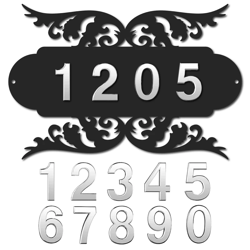 1PC Metal House Address Plaques Number Signs Custom Wing Pattern Modern for House Home Outside Door Yard Hotel Office Room