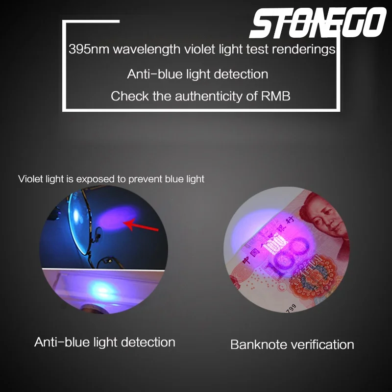 Wasserdichte Mini 395 nm UV-Taschenlampe für UV-Kleber, Aushärtung von Haustier-Urin-Inspektion, UV-Taschenlampe, Gelddetektor-Stift