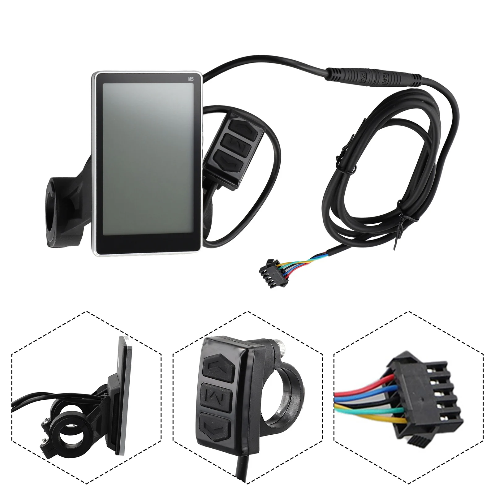 

Brand New High Quality M5 Display 5pin With Control 1pc.Accessories 2M LCD Display M5 Speedmeter 9.4x8.8x6.4cm