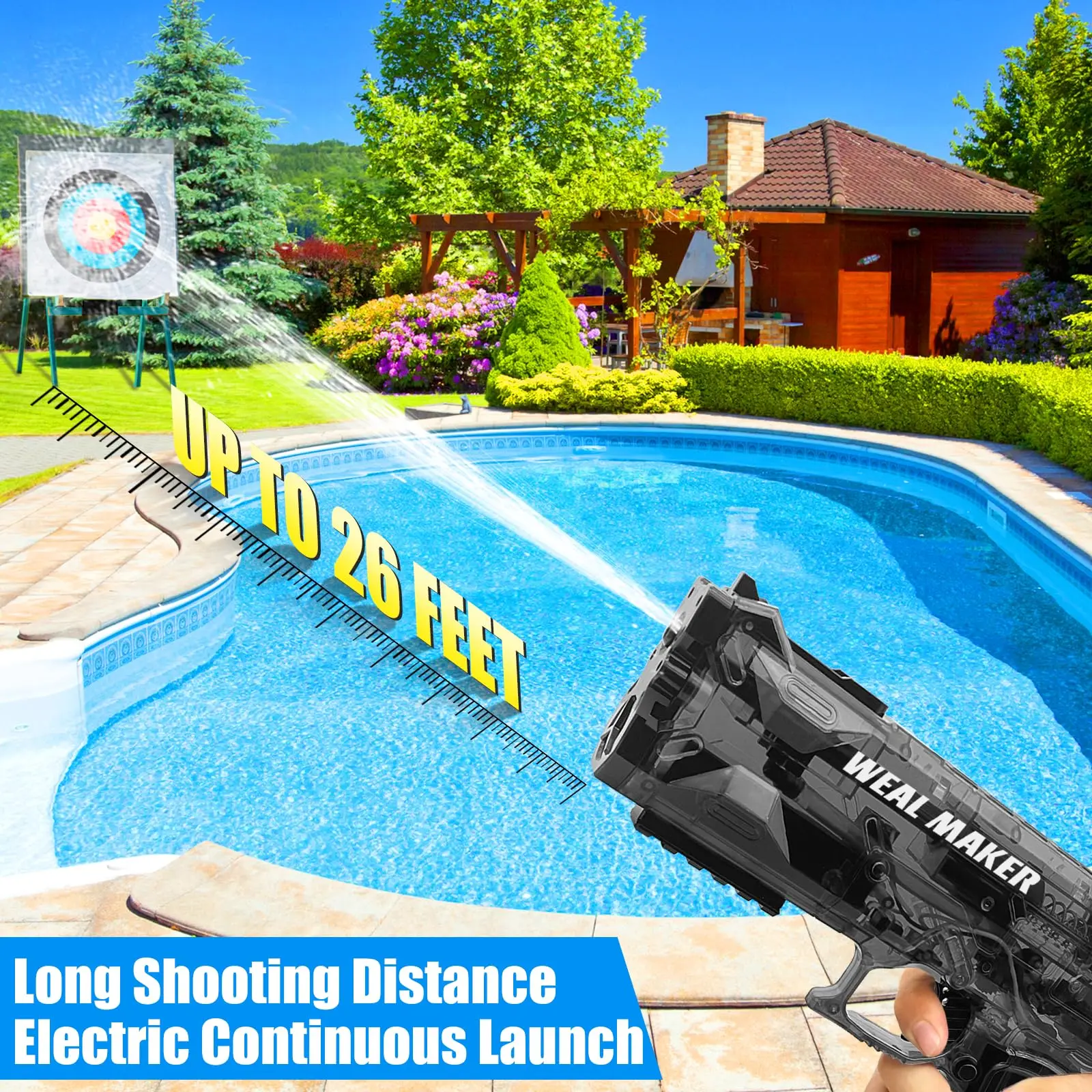 Pistola de água elétrica para adultos e crianças Pistolas de esguicho automático mais fortes Watergun impermeável de alta capacidade Brinquedos de água para piscina de verão