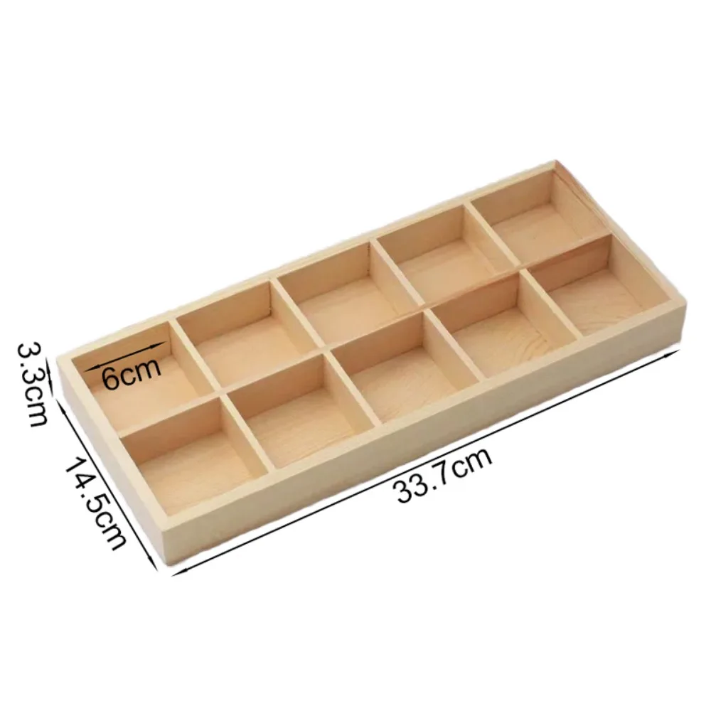 Multifunctional Succulent Flowerpot Tray Wood Multi-grids Storage Box Divided Drawer Cosmetic Tool Storage Bonsai Holder